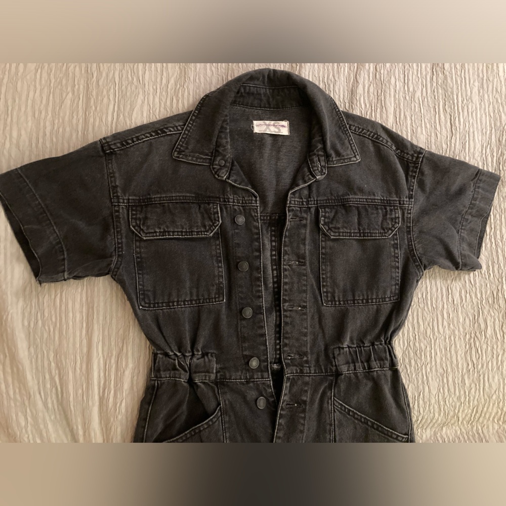 Free People Gray Denim Jumper XS